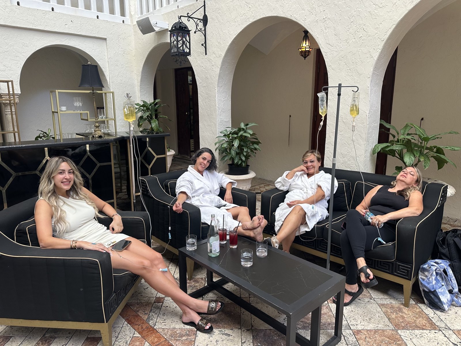 Group IV drip session in a living room